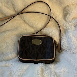 Michael Kors Black and Tan Logo Crossbody